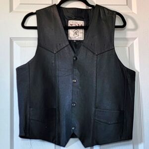 Wilda Men's Black Genuine Leather Vest